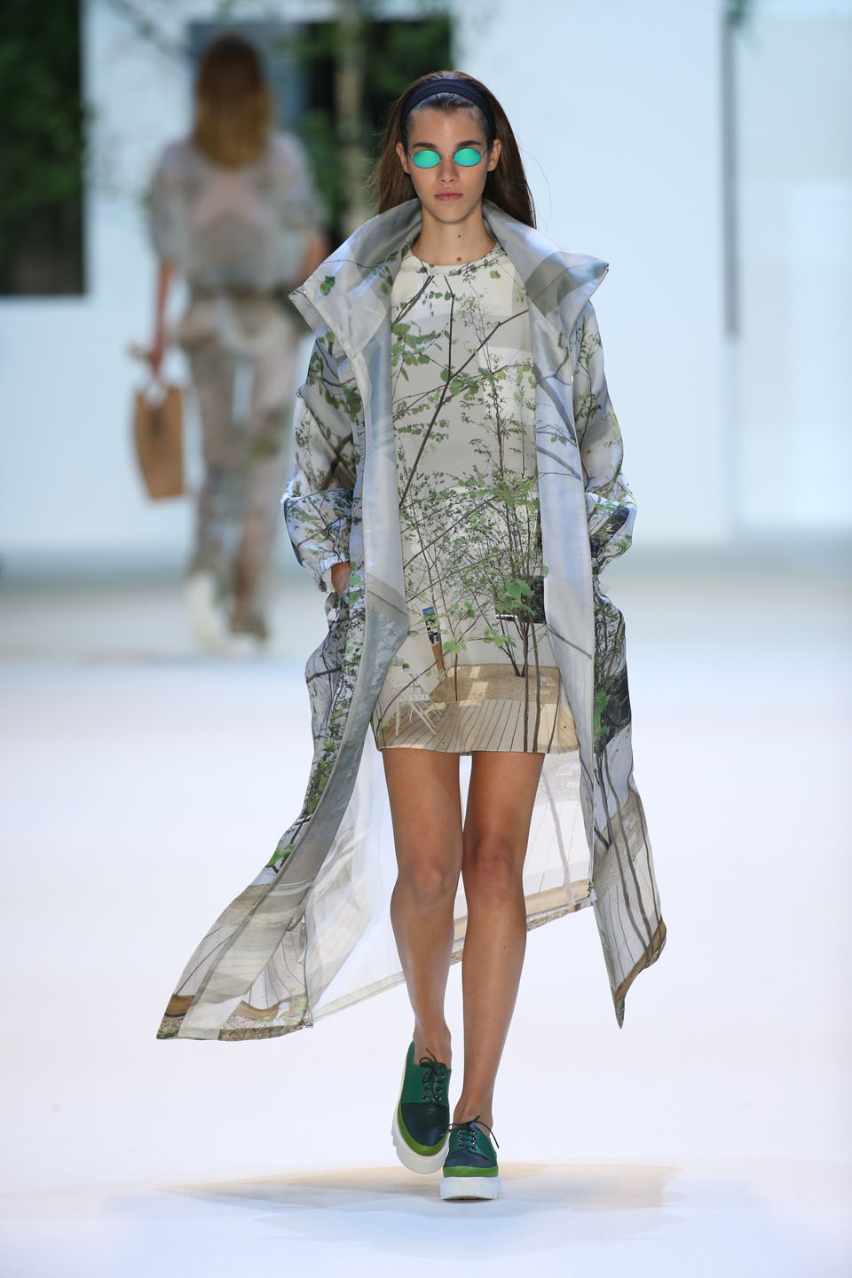 Pauline Hoarau (Elite) Long silk organza print parka, silk crêpe print tunic