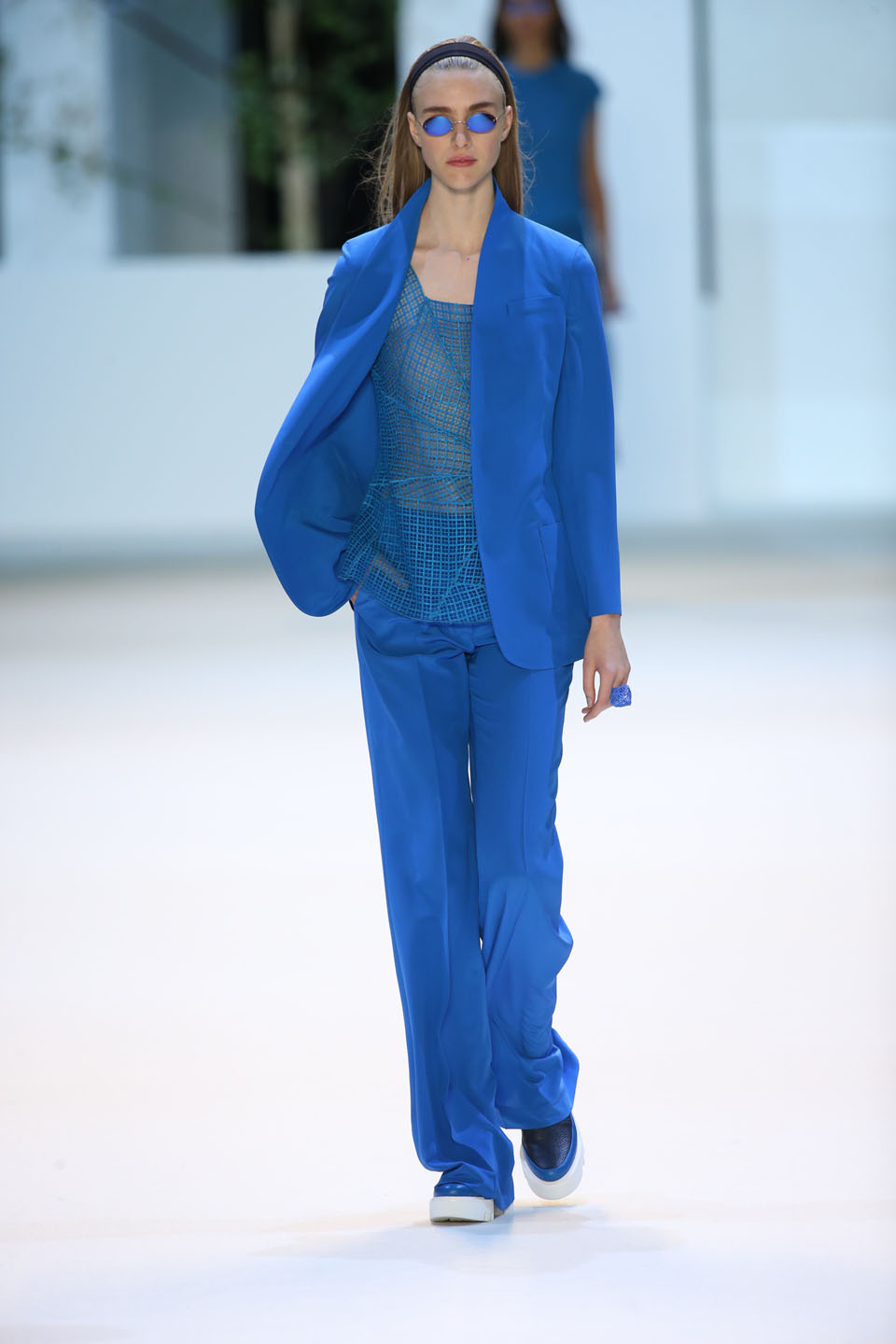 Hedvig Palm (Next) Glass silk crêpe suit, silk crêpe patchwork embroidery tank