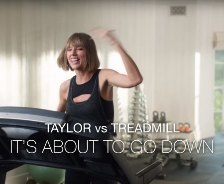 Taylor Swift Falls Off Treadmill in Apple Music’s TAYLOR vs TREADMILL
