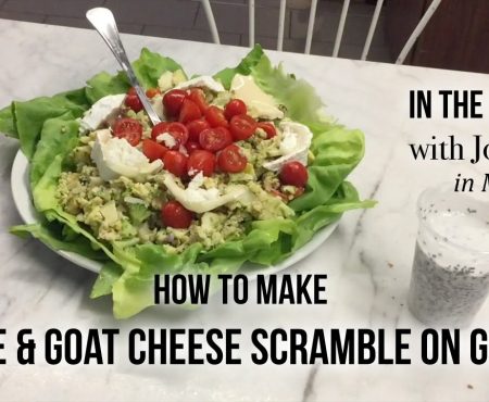 How to Make Veggie & Goat Cheese Scramble Eggs on Greens